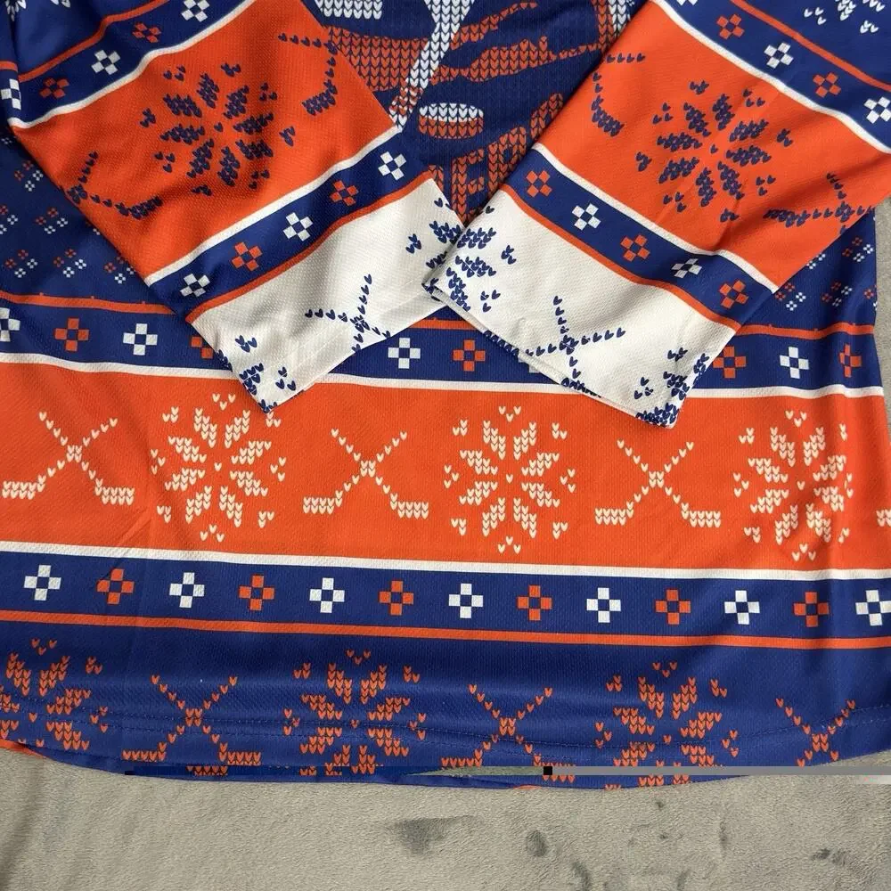 New York Islanders Ugly Christmas Hockey Jersey Elanders 72 AXL Blue Orange Long